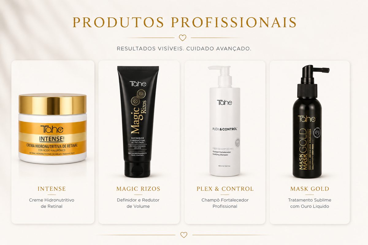 Produtos profissionais Tahe disponíveis na loja online